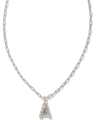 Kendra Scott Crystal Letter A Silver Short Pendant Necklace - Metallic