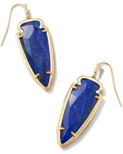 Kendra Scott Skylar Vintage Gold Drop Earrings - Blue