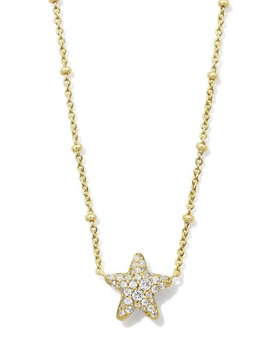 Kendra Scott Jae Gold Star Pave Short Pendant Necklace - Metallic