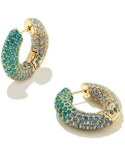 Kendra Scott Mikki Gold Pave Hoop Earrings - Blue