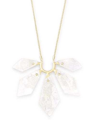Kendra Scott Mari Gold Long Pendant Necklace - White