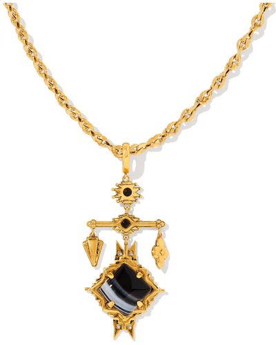 Kendra Scott Cass Vintage Gold Large Long Pendant Necklace - Metallic