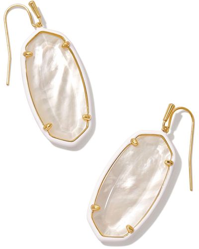 Kendra Scott Elle Gold Enamel Framed Drop Earrings - White