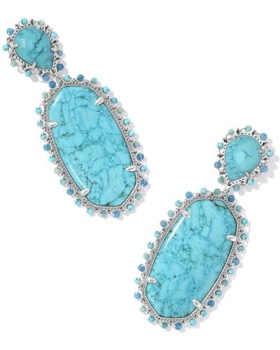 Kendra Scott Parsons Vintage Silver Statement Earrings - Blue