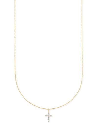 Kendra Scott Cross 14k Yellow Gold Pendant Necklace - White