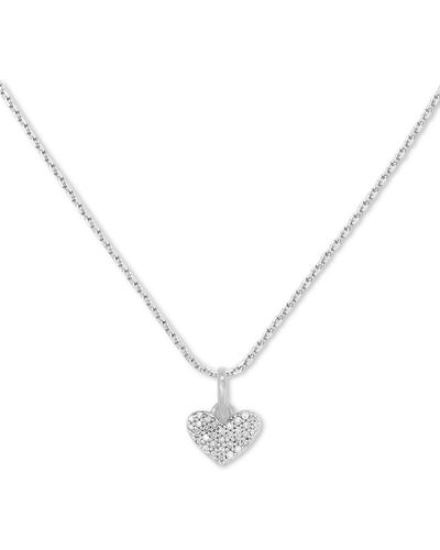 Kendra Scott Ari Pave Heart Sterling Silver Charm Necklace - Metallic