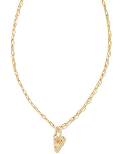 Kendra Scott Crystal Letter V Gold Short Pendant Necklace - Metallic