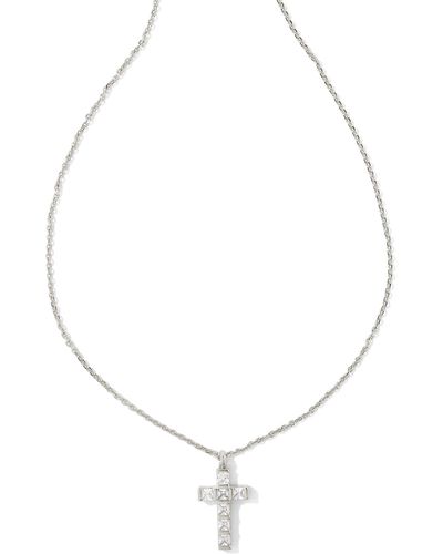 Kendra Scott Gracie Silver Cross Short Pendant Necklace - White