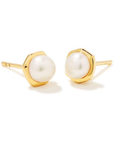 Kendra Scott Davie 18k Gold Vermeil Stud Earrings - White