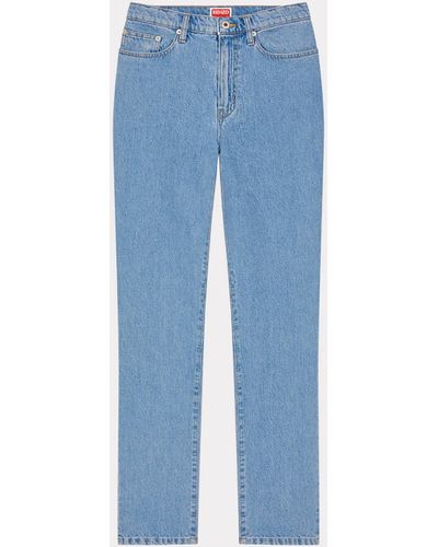 KENZO Gerade Cropped-Fit Jeans ASAGAO mit "Year of the Dragon"-Stickerei - Blau