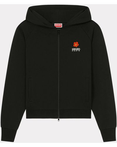 KENZO Sweatshirt à capuche zippé brodé 'Boke Flower' - Noir