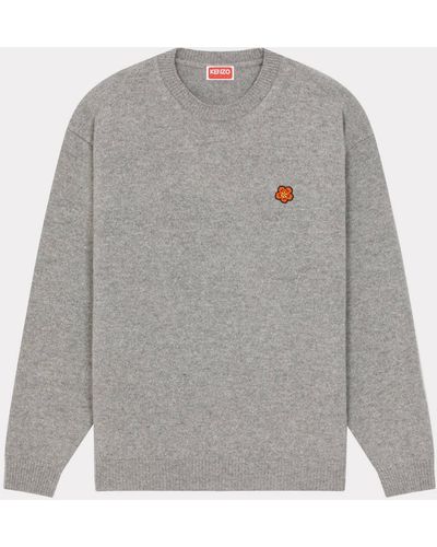 KENZO 'boke Flower' Embroidered Wool Sweater - Gray