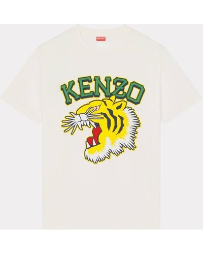 KENZO Tiger Varsity Brand-print Boxy-fit Cotton-jersey T-shirt - White