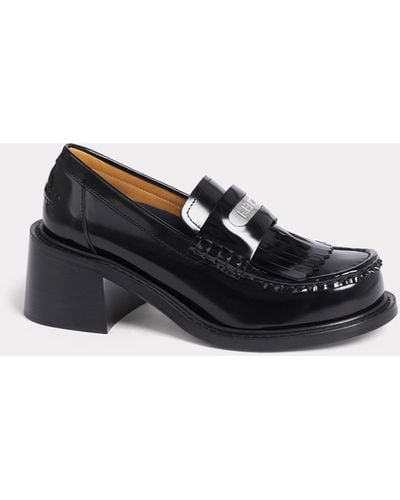 KENZO Smile Heeled Leather Loafers - Black