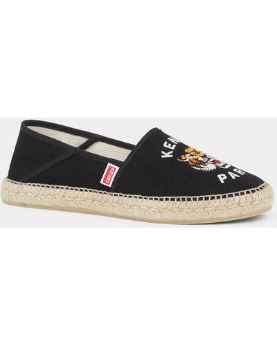 KENZO ' Lucky Tiger' Embroidered Canvas Espadrilles - Black