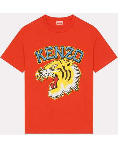 KENZO Oversize-T-Shirt "Varsity Jungle" mit Tiger - Rot
