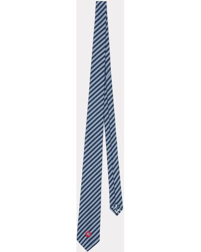 KENZO ' Target' Striped Silk Tie - White