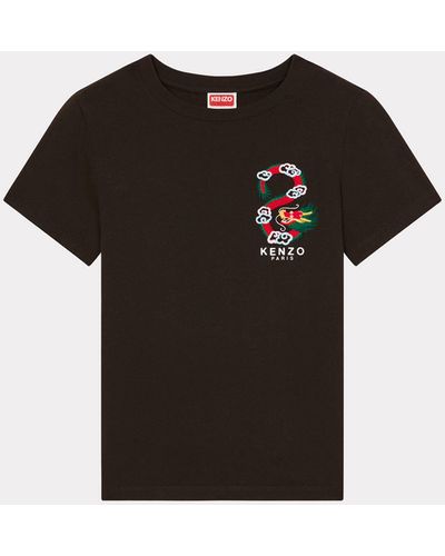 KENZO Klassisches T-Shirt mit "Year of the Dragon Crest"-Stickerei - Schwarz