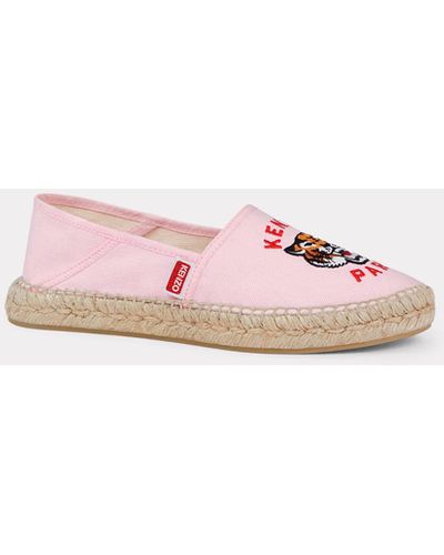 KENZO ' Lucky Tiger' Embroidered Canvas Espadrilles - Pink