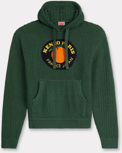 KENZO ' Fruit Stickers' Embroidered Hooded Sweatshirt - Green