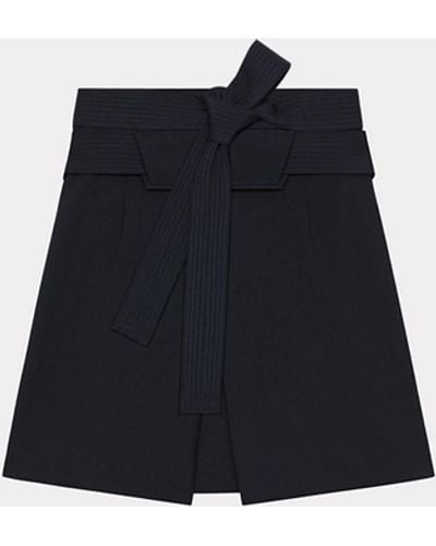 KENZO Size S Black Acrylic Blend Stripe Elastic Waistband Mid-Calf Skirt