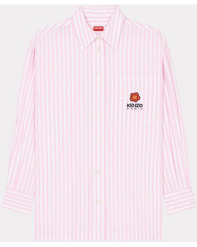 KENZO 'boke Flower' Oversized Striped Shirt With Embroidery - Pink