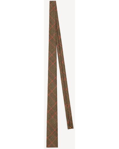 KENZO Straight Prince-of-wales Check Wool Tie - White