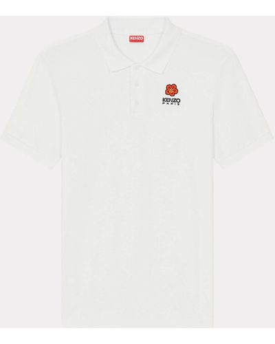 KENZO Slim Fit Poloshirt mit "Boke Flower"-Stickerei - Weiß