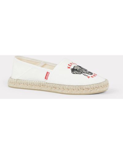 KENZO Embroidered Canvas Espadrilles - White