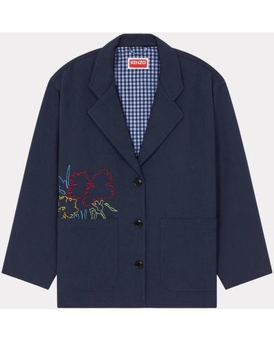 KENZO Workwear-Jacke mit Stickerei " Drawn Flowers" - Blau