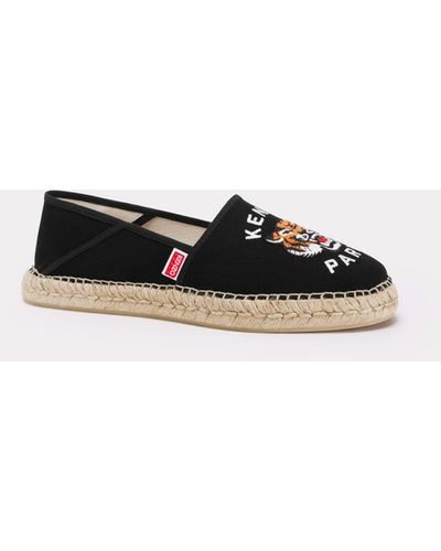KENZO ' Lucky Tiger' Special Fit Embroidered Canvas Espadrilles - Black