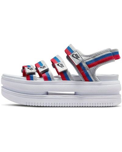 Nike Icon Classic Velcro Thick Sole Stylish Sports Blue Red Sandals