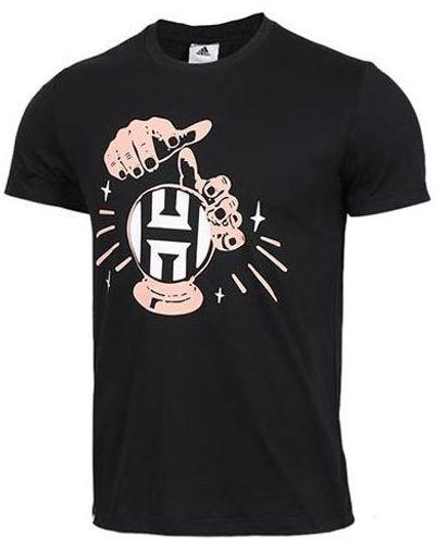 adidas Hrdn Swag Verb James Harden Basketball Sports Printing Round Neck Short Sleeve Black T-shirt