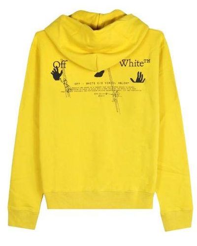 Off-White c/o Virgil Abloh Fw20 Workers Logo Printing Hooded Pullover - Yellow