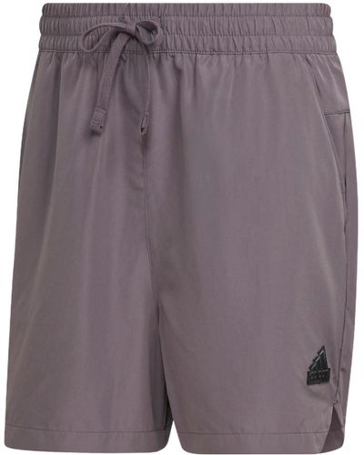 adidas Solid Color Sports Shorts Shadow Gray - Purple