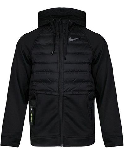 Nike Stay Warm Solid Color Sports Training Hooded Padded Jacket - Black