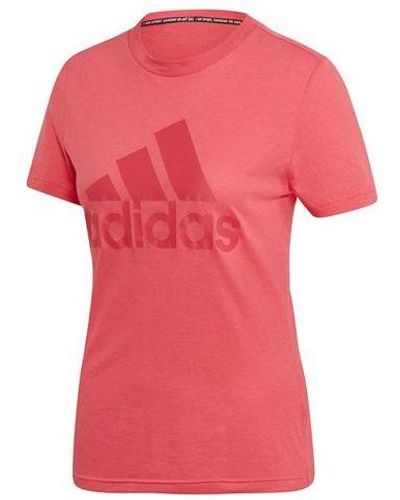 adidas Logo Alphabet Printing Sports Short Sleeve - Pink