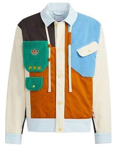 adidas Originals X Melting Sadness Crossover Series Contrast Color Stitching Logo Sports Jacket Couple Style - Blue
