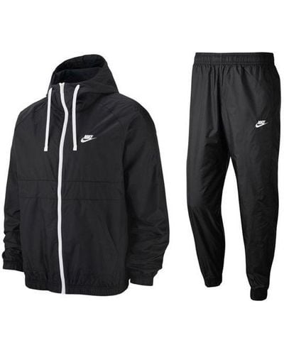 Nike Embroidered Logo Solid Color Sports Suit - Black