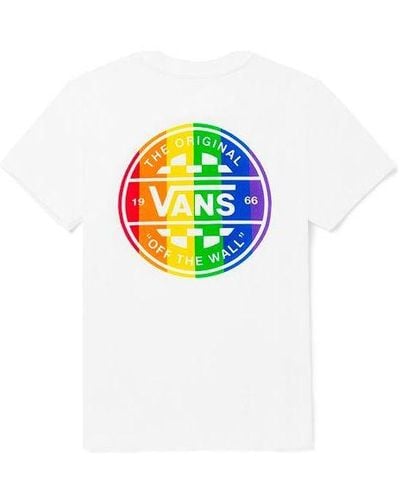 Vans Rainbow Alphabet Printing Round Neck Short Sleeve - White