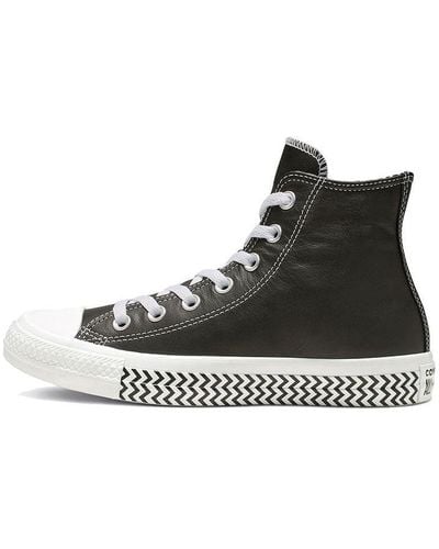 Converse Chuck Taylor All Star Mission-v Leather High Top White Wave Pattern Sole - Black