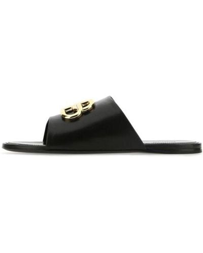 Balenciaga Leather Slippers - Black