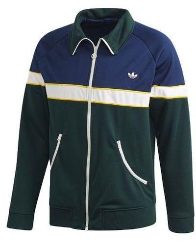adidas Originals Track Top Colorblock Retro Stand Collar Sports Jacket - Blue
