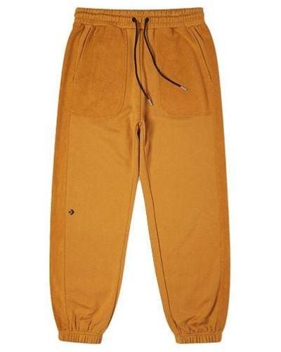 Converse Logo Embroidered Loose Fleece Bundle Feet Sports Pants - Orange