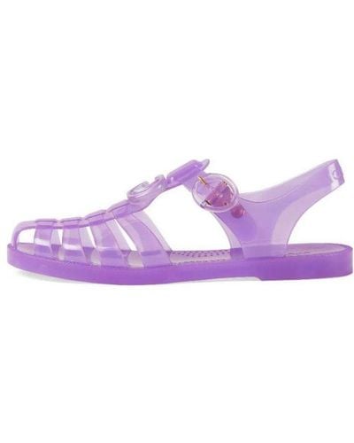 Gucci Embossed Flat Sandals - Purple