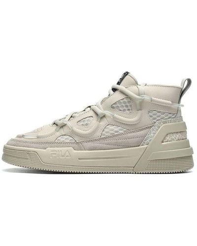 Fila High Top Retro Basketball Shoes Gray - White