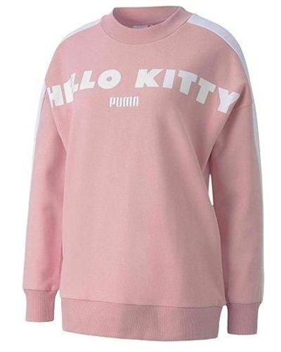 PUMA X Hello Kitty Casualsport Round Neckknitting Hoodie Pink