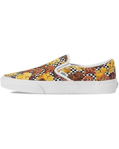 Vans Slip-on Pattern Low Tops Casual Skateboarding Shoes Multi-color - White