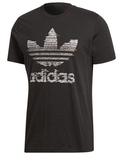 adidas Originals Twist Alphabet Logo Printing Round Neck Pullover Short Sleeve Black T-shirt