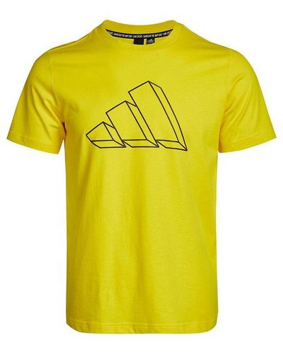 adidas M Fi Gfx Tee Athleisure Casual Sports Round Neck Short Sleeve - Yellow